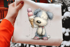 Whimsical Icecream Dog Watercolor Clipart Product Image 2