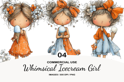 Whimsical Icecream Girl Watercolor Clipart Product Image 1