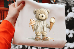 Whimsical Icecream Teddy Watercolor Clipart Product Image 2