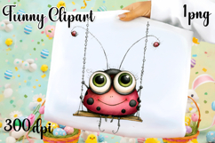 Watercolor Whimsical Ladybug Clipart PNG| Spring Garden Bug Product Image 1