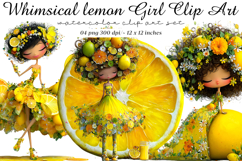 Whimsical lemon Girl Clip Art Product Image 1
