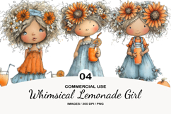 Whimsical Lemonade Girl Watercolor Clipart Product Image 1