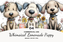Whimsical Lemonade Puppy Watercolor Clipart Product Image 1