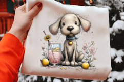 Whimsical Lemonade Puppy Watercolor Clipart Product Image 2