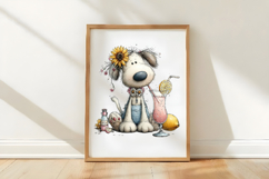 Whimsical Lemonade Puppy Watercolor Clipart Product Image 3
