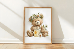 Whimsical Lemonade Teddy Watercolor Clipart Product Image 3