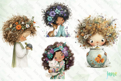 Whimsical Little Girl And Pet Clipart Product Image 1