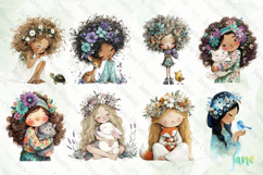 Whimsical Little Girl And Pet Clipart Bundle Product Image 5