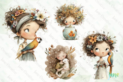 Whimsical Little Girl And Pet Clipart Bundle Product Image 2