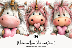 Whimsical Love Unicorn Clipart Product Image 1