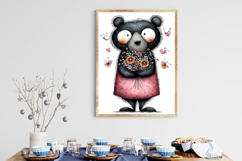 Whimsical Love Woodland Black Beer Clipart Product Image 3