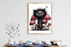 Whimsical Love Woodland Black Cat Clipart Product Image 3