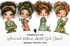 Whimsical Makeup Artist Girl Clipart Product Image 1