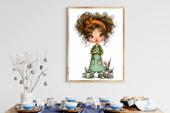 Whimsical Makeup Artist Girl Clipart Product Image 3