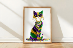 Whimsical Mardi Gras Cat Clipart Product Image 3