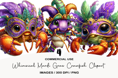 Whimsical Mardi Gras Crawfish Clipart Product Image 1
