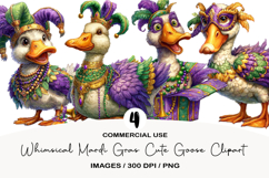 Whimsical Mardi Gras Cute Goose Clipart Product Image 1