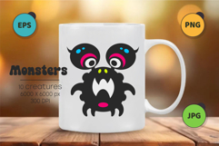Whimsical Monsters Pack 01. Tshirt, PNG. Product Image 2