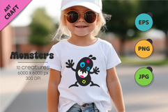 Whimsical Monsters Pack 01. Tshirt, PNG. Product Image 3