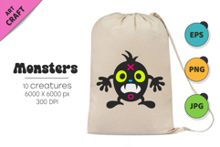 Whimsical Monsters Pack 01. Tshirt, PNG. Product Image 4