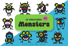 Whimsical Monsters Pack 02. Tshirt, PNG. Product Image 1