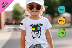 Whimsical Monsters Pack 02. Tshirt, PNG. Product Image 3