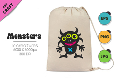 Whimsical Monsters Pack 02. Tshirt, PNG. Product Image 4