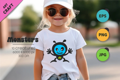 Whimsical Monsters Pack 03. Tshirt, PNG. Product Image 3