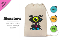 Whimsical Monsters Pack 03. Tshirt, PNG. Product Image 4