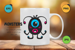 Whimsical Monsters Pack 04. Tshirt, PNG. Product Image 2