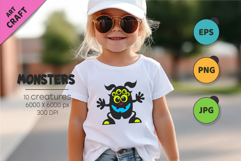 Whimsical Monsters Pack 04. Tshirt, PNG. Product Image 3