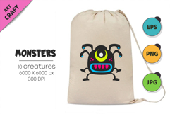 Whimsical Monsters Pack 04. Tshirt, PNG. Product Image 4