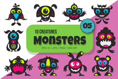 Whimsical Monsters Pack 05. Tshirt, PNG. Product Image 1