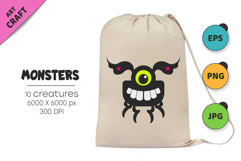 Whimsical Monsters Pack 06. Tshirt, PNG. Product Image 4