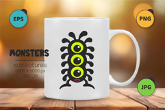 Whimsical Monsters Pack 07. Tshirt, PNG. Product Image 2