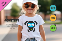 Whimsical Monsters Pack 07. Tshirt, PNG. Product Image 3