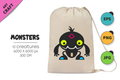 Whimsical Monsters Pack 07. Tshirt, PNG. Product Image 4