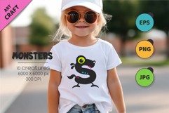 Whimsical Monsters Pack 08. Tshirt, PNG. Product Image 3