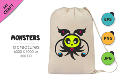 Whimsical Monsters Pack 08. Tshirt, PNG. Product Image 4