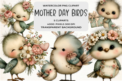 Whimsical Mother Day Birds Clipart Product Image 1