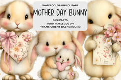 Whimsical Mother's Day Bunny Clipart Product Image 1