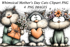 Whimsical Mother's Day Cats Clipart PNG Product Image 1