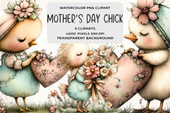 Whimsical Mother's Day Chick Clipart Product Image 1