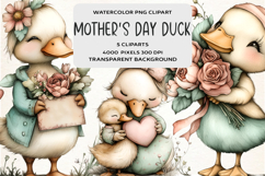 Whimsical Mother's Day Duck Clipart Product Image 1