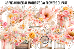 Whimsical Mother's Day Flowers Clipart Watercolor png Product Image 1