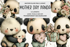 Whimsical Mother's Day Panda Clipart Product Image 1