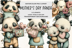 Whimsical Mother's Day Panda Clipart Product Image 1