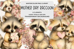 Whimsical Mother's Day Raccoon Clipart Product Image 1