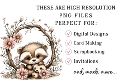 Whimsical Mother's Day Raccoon Clipart Product Image 2