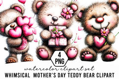 Whimsical Mother’s Day Teddy Bear Clipart Product Image 1